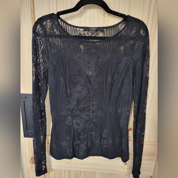 Guess Elegant Black Lace Blouse - Picture 1 of 3